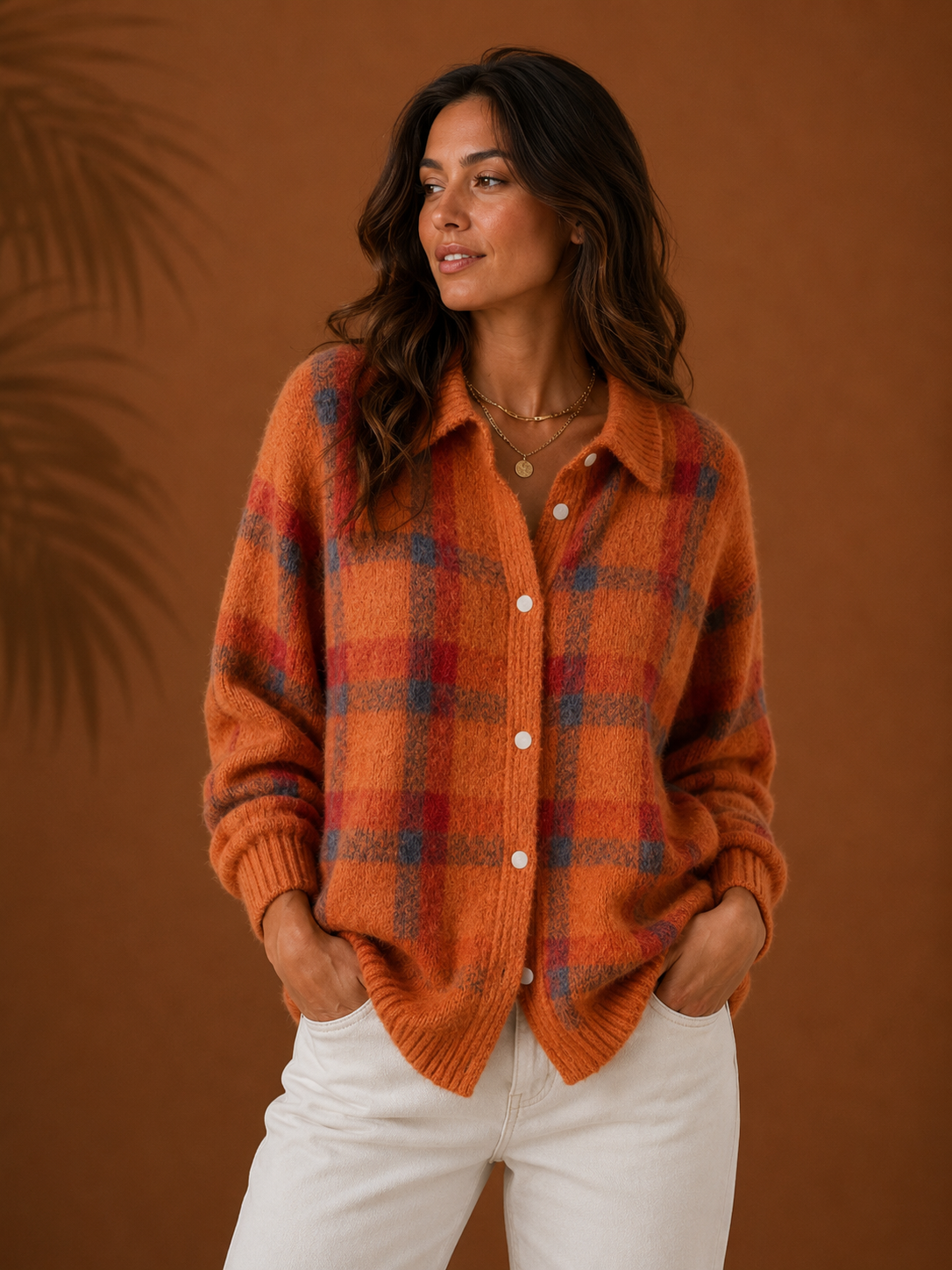 Candela - Chaqueta de Punto de Cuadros