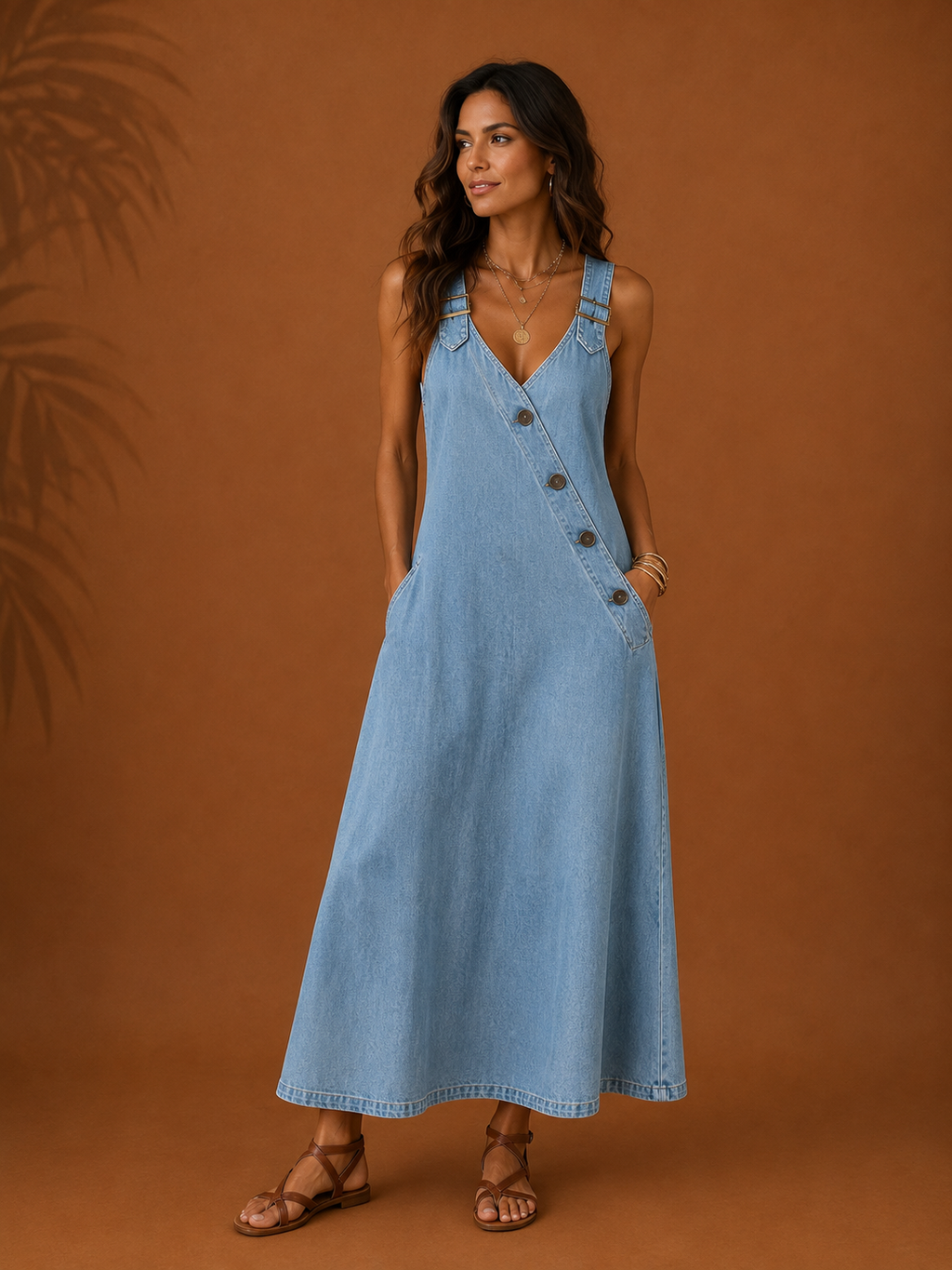 Alicia - Vestido Largo de Vaquero con Botones