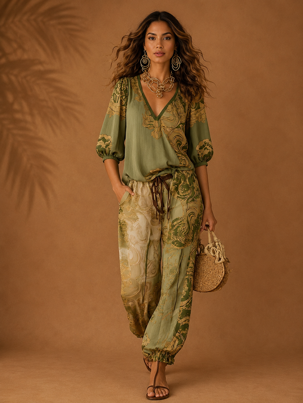 Maribel - Conjunto Elegante con Estampado Bohemio