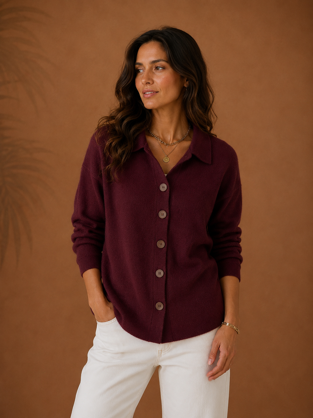 Josefina - Chaqueta de Punto con Cuello y Botones