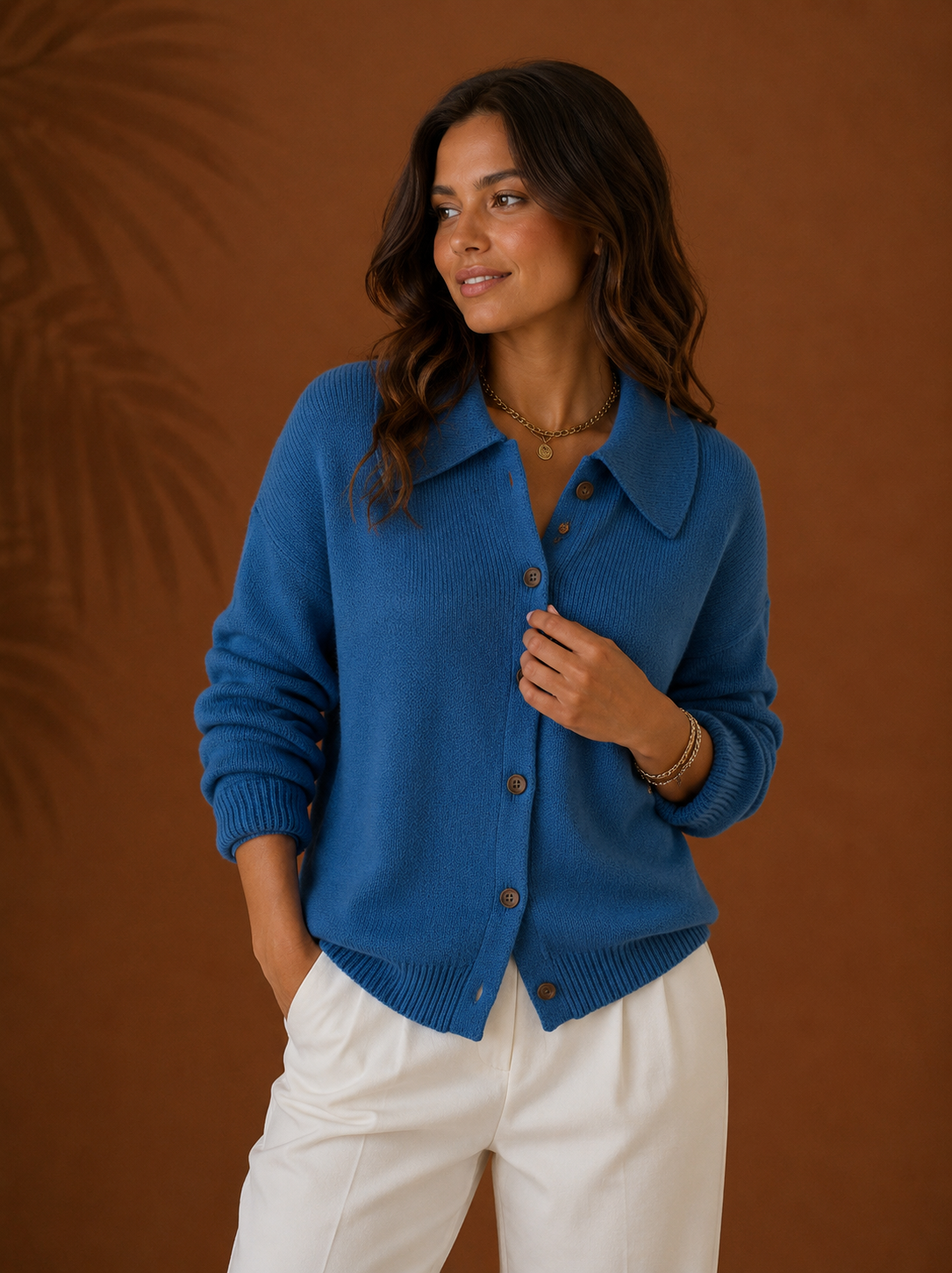 Vega - Chaqueta de Punto con Cuello Camisero
