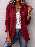 Rosalía - Chaqueta de Punto Rojo Rubí con Volantes
