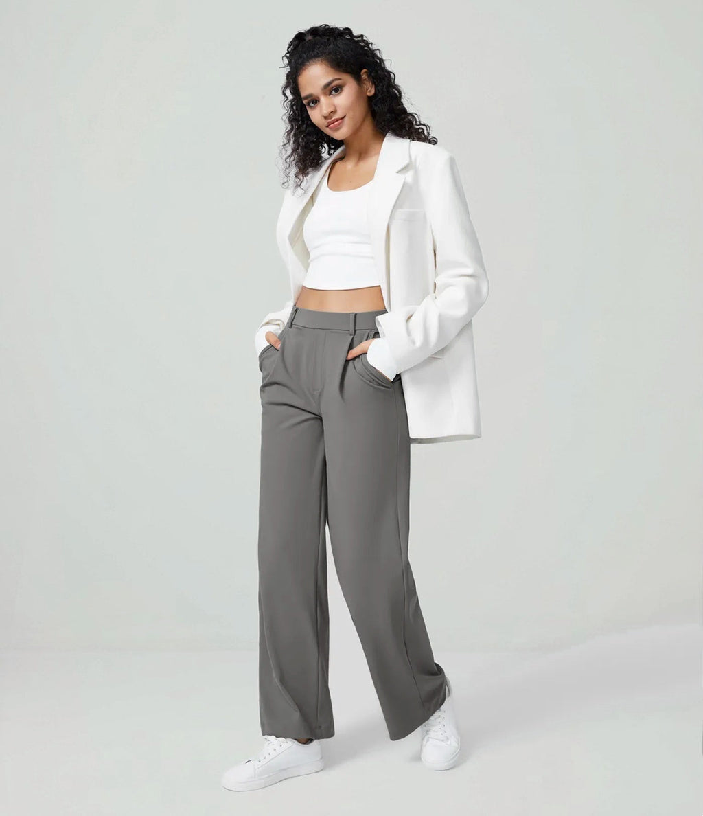 Pantalón Coral — Tiro alto, pierna recta y elástico