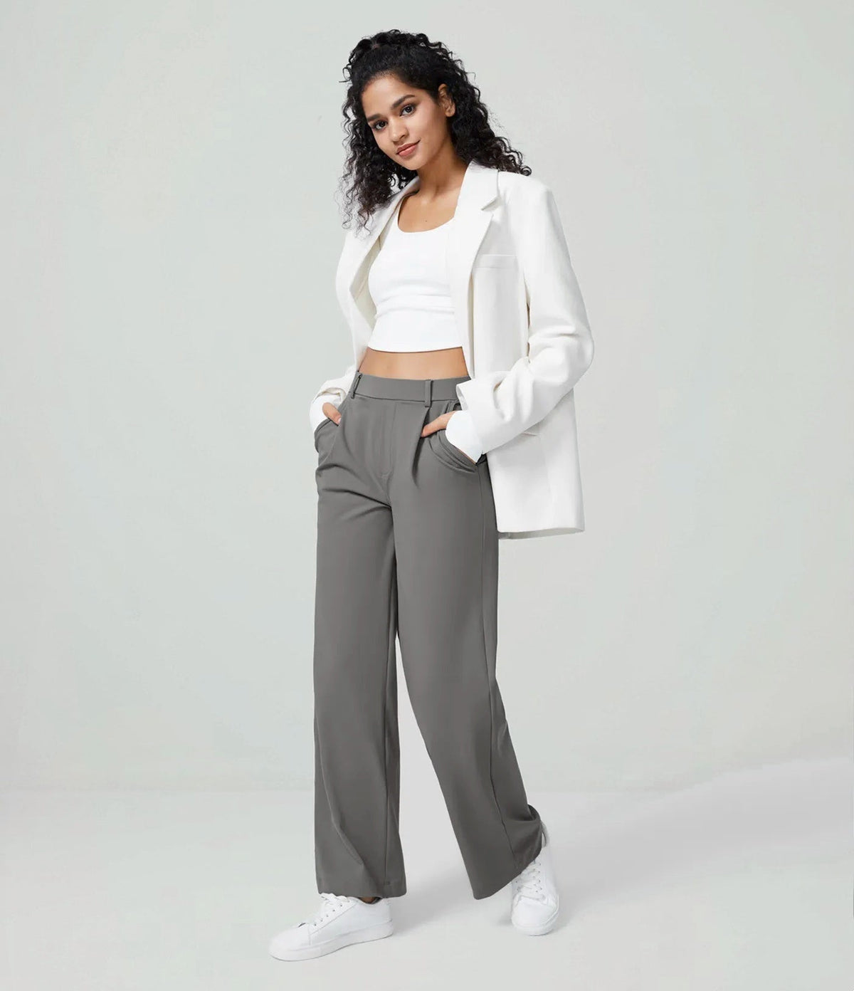 Pantalón Coral — Tiro alto, pierna recta y elástico