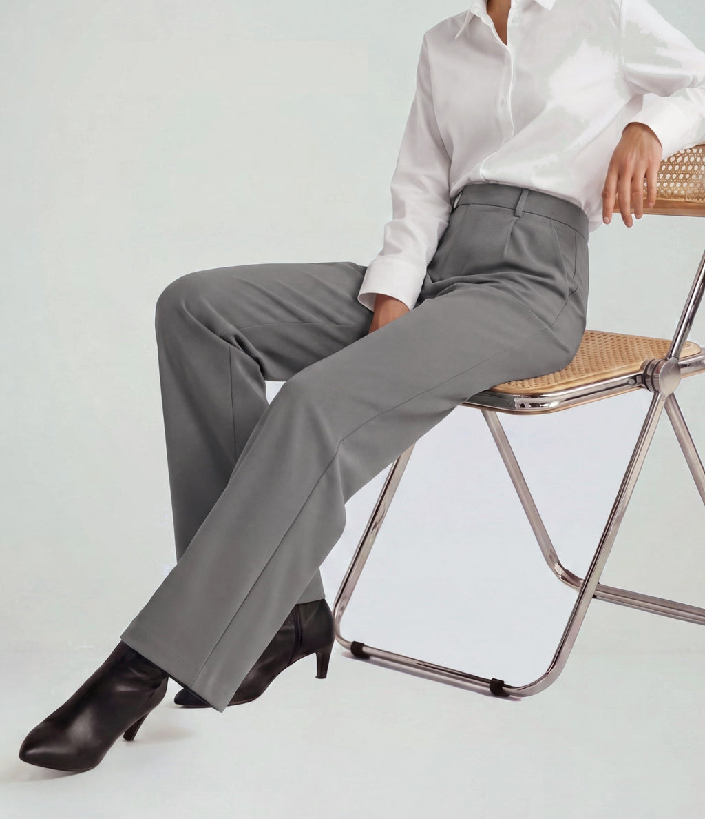 Pantalón Coral — Tiro alto, pierna recta y elástico