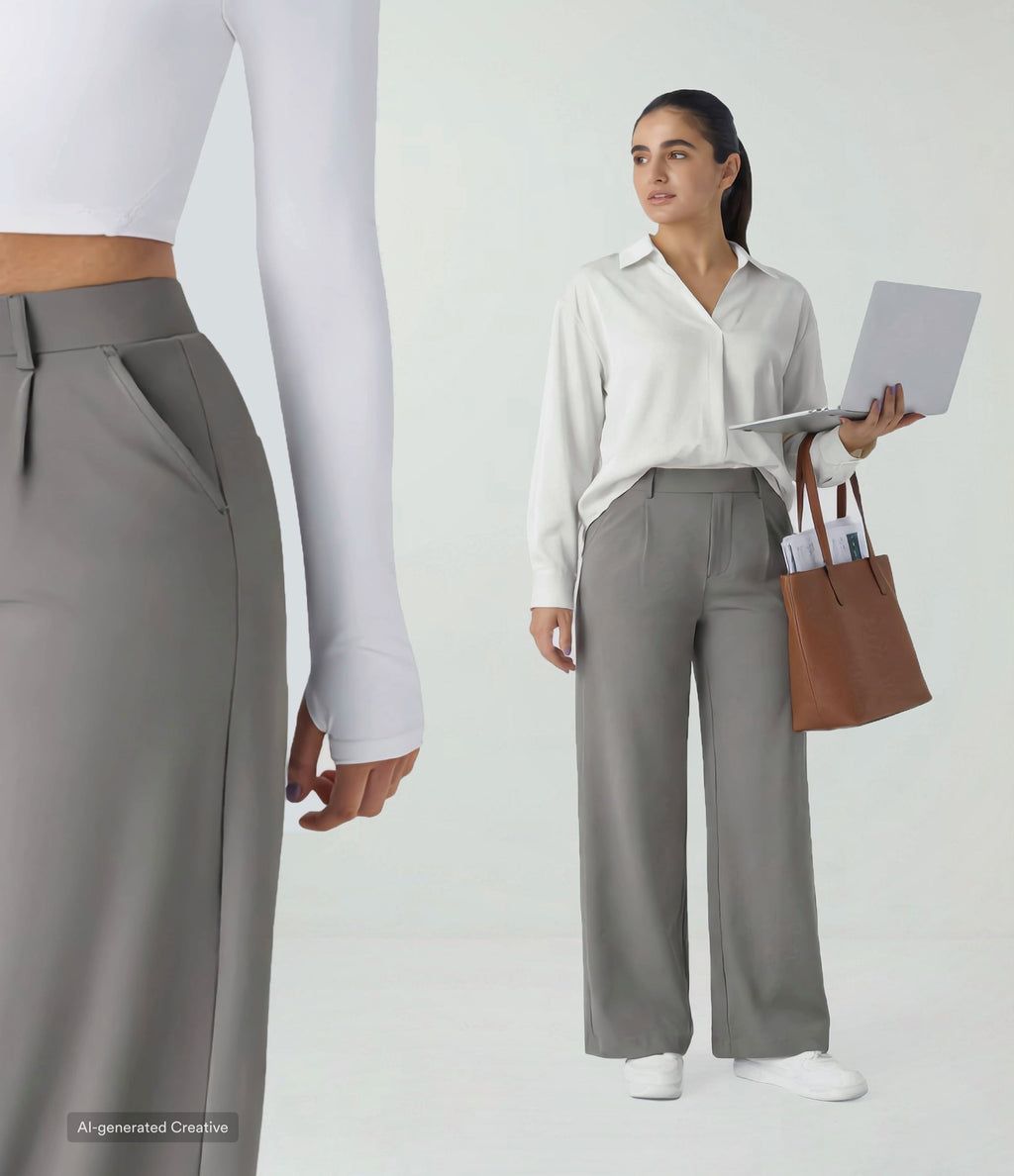 Pantalón Coral — Tiro alto, pierna recta y elástico